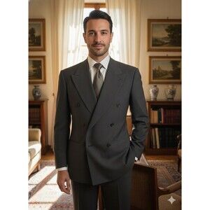 Vtg Mani Giorgio Armani Mens 40 Italian Style Double Breasted Suit Jacket Blazer